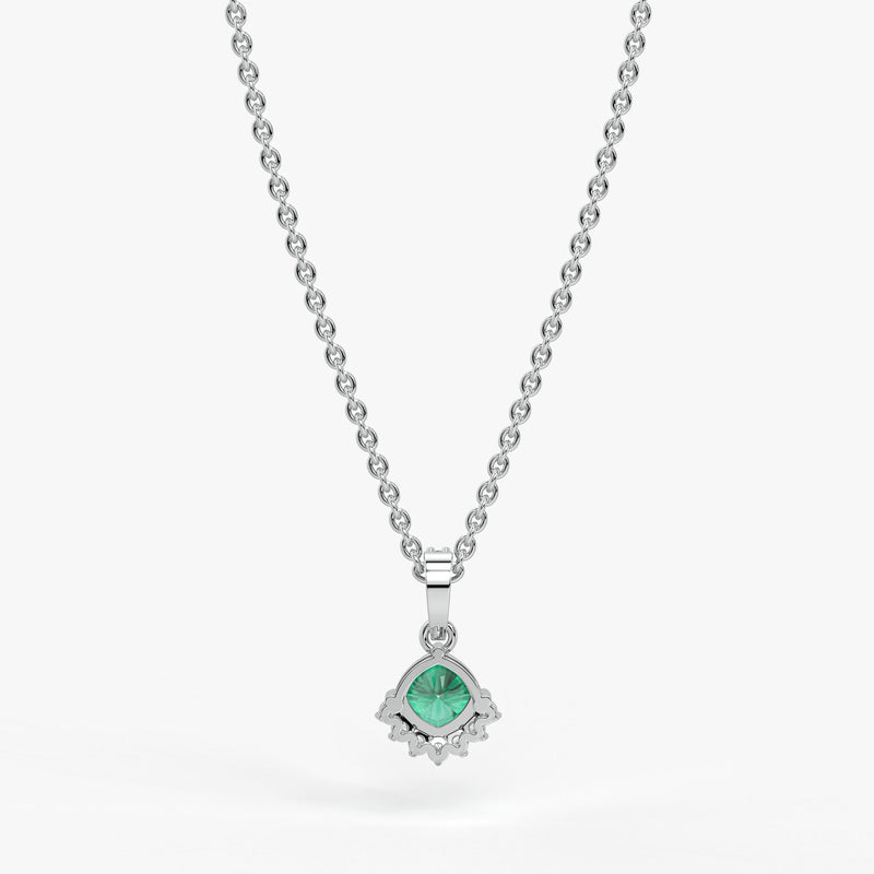 Sylvara Round Green Stone Diamond Drop Pendant