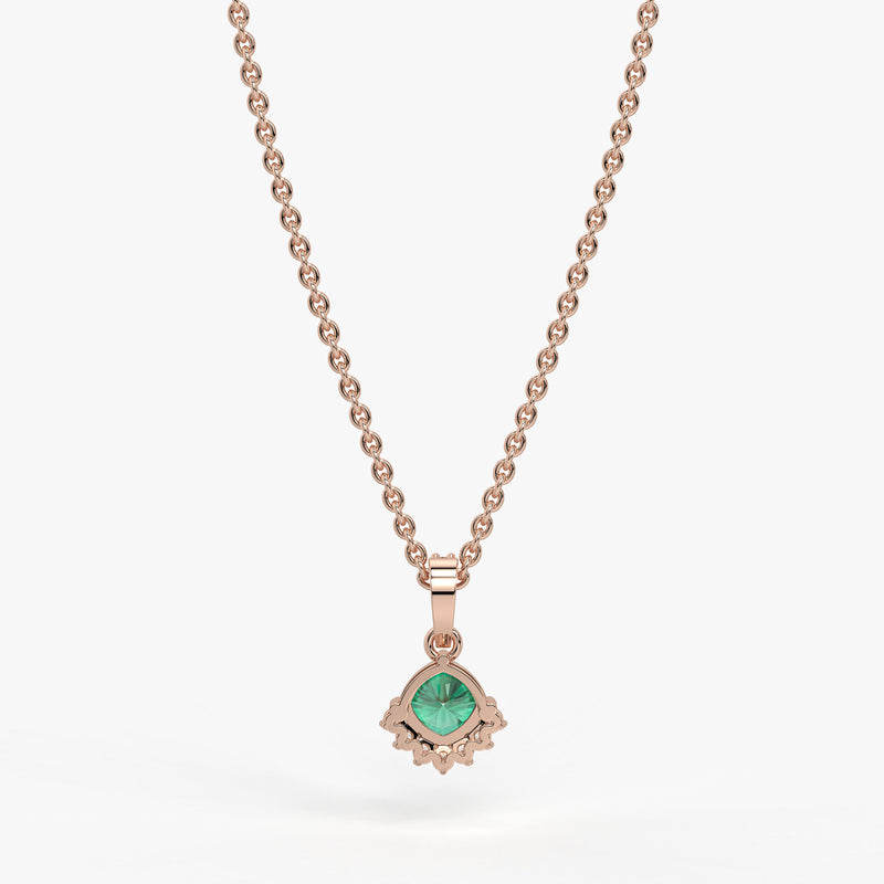 Sylvara Round Green Stone Diamond Drop Pendant