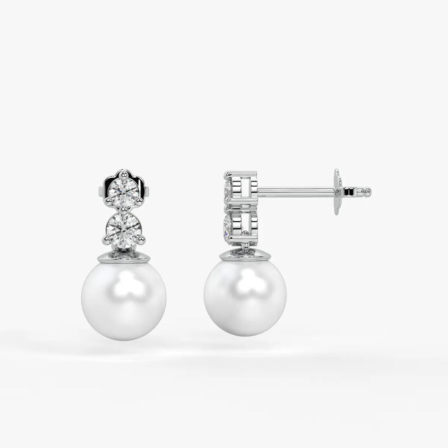 Classic Pearl Drop Stud Earrings