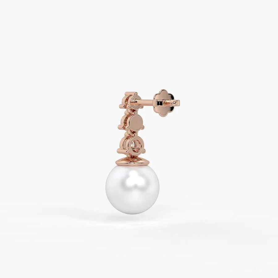 Triple Stone Pearl Drop Earrings