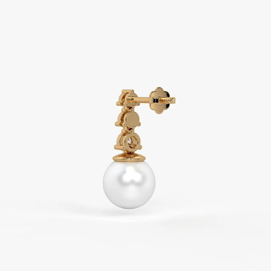 Triple Stone Pearl Drop Earrings