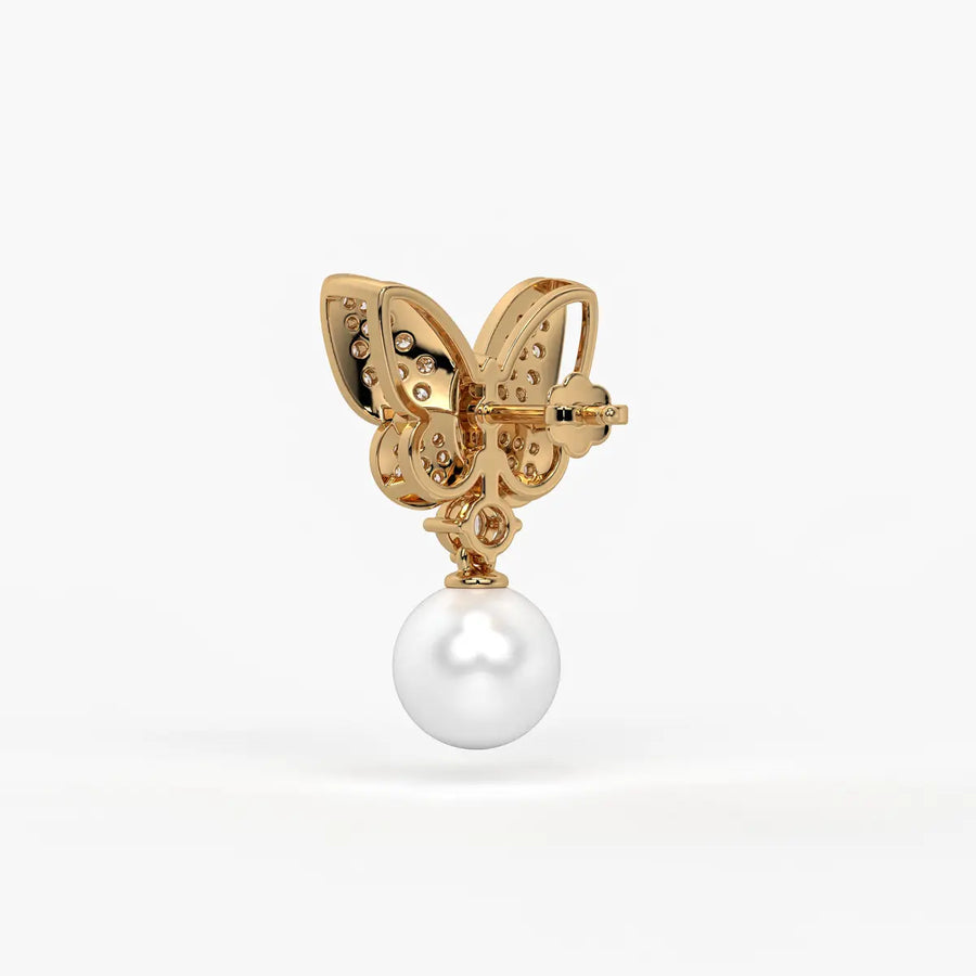 Butterfly Sparkle Pearl Drop Earrings