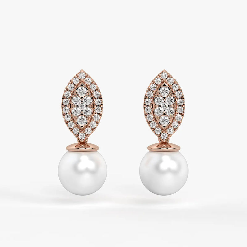 Marquise Cluster Pearl Drop Earrings