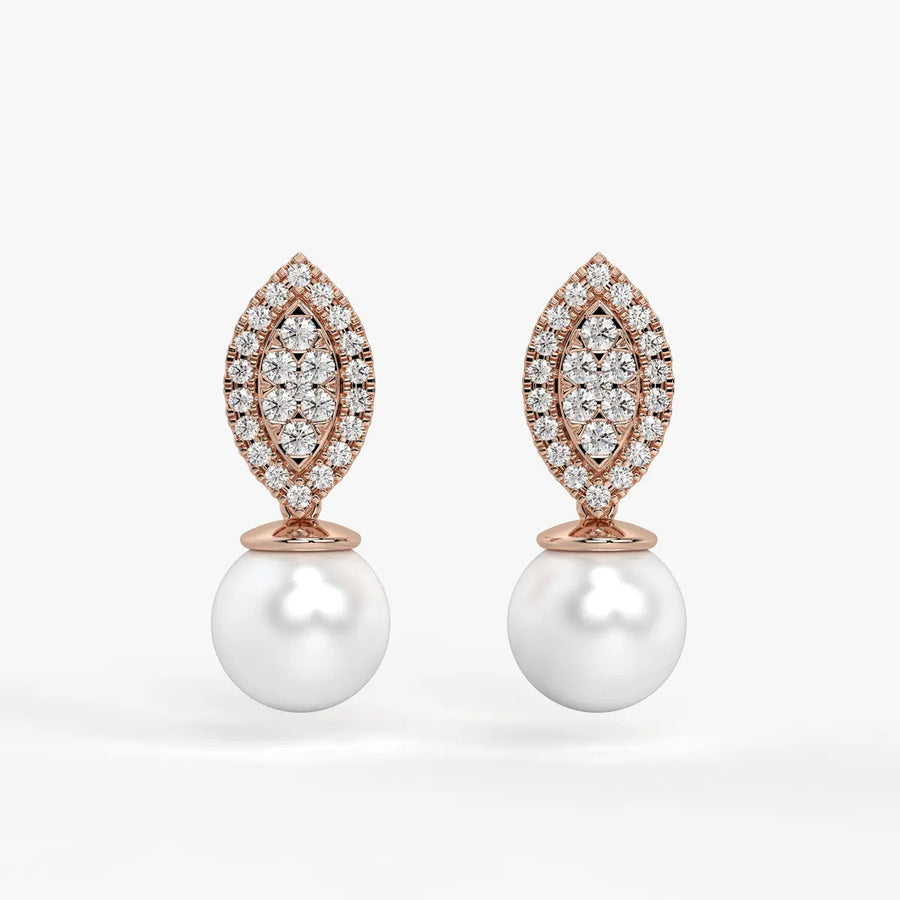 Marquise Cluster Pearl Drop Earrings