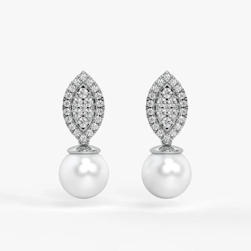 Marquise Cluster Pearl Drop Earrings