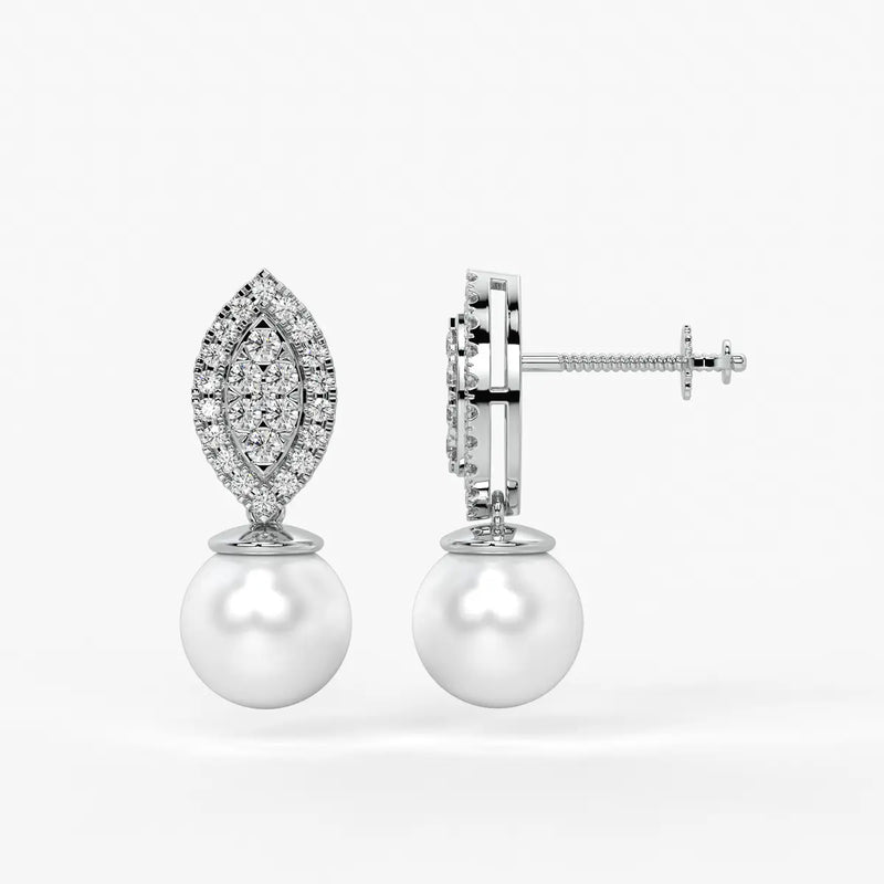 Marquise Cluster Pearl Drop Earrings