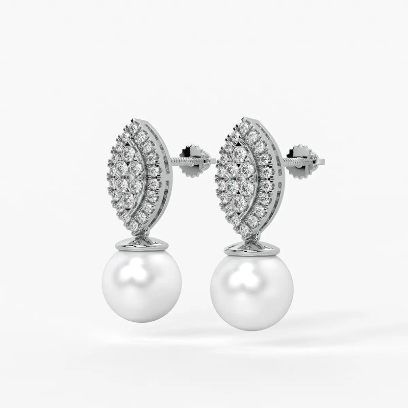 Marquise Cluster Pearl Drop Earrings