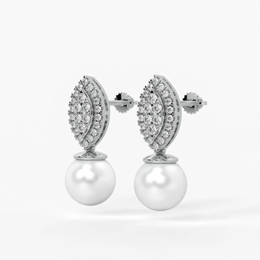 Marquise Cluster Pearl Drop Earrings