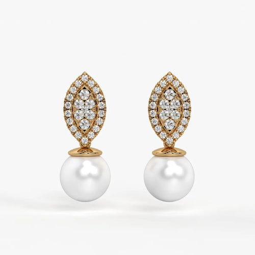 Marquise Cluster Pearl Drop Earrings