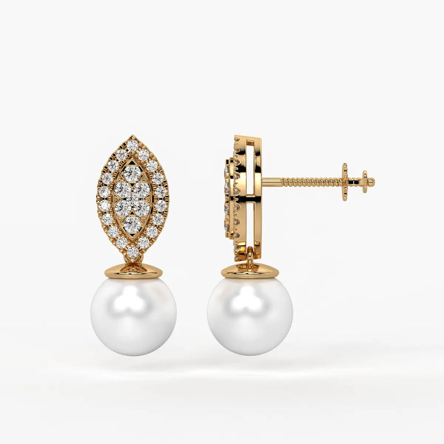 Marquise Cluster Pearl Drop Earrings