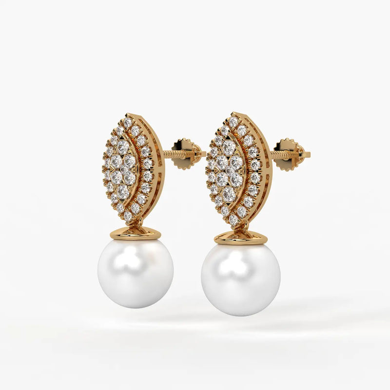 Marquise Cluster Pearl Drop Earrings