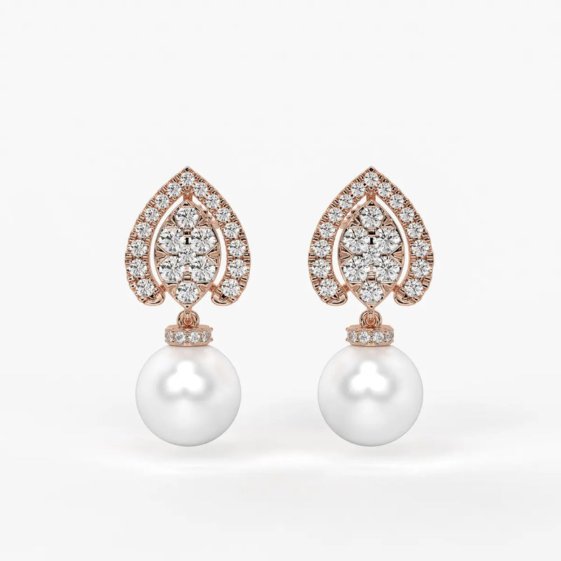 Teardrop Halo Pearl Drop Earrings
