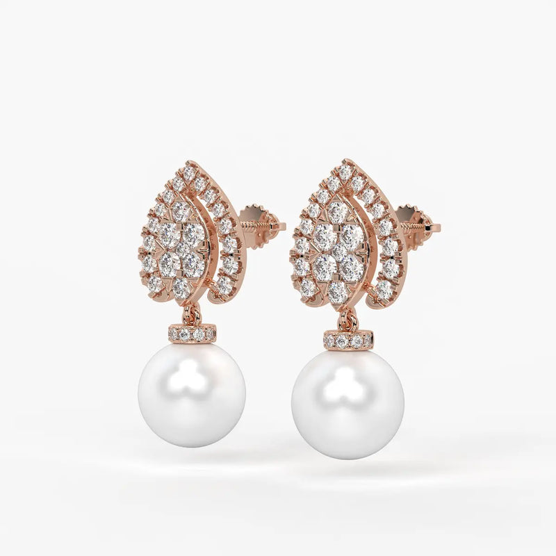 Teardrop Halo Pearl Drop Earrings