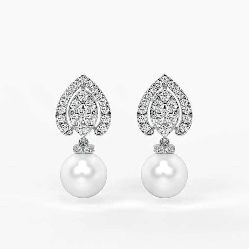 Teardrop Halo Pearl Drop Earrings