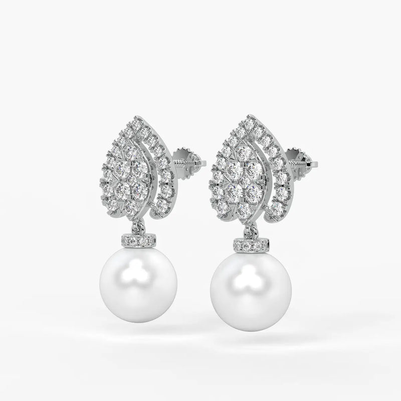 Teardrop Halo Pearl Drop Earrings