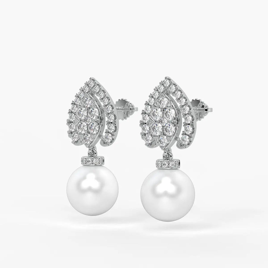 Teardrop Halo Pearl Drop Earrings
