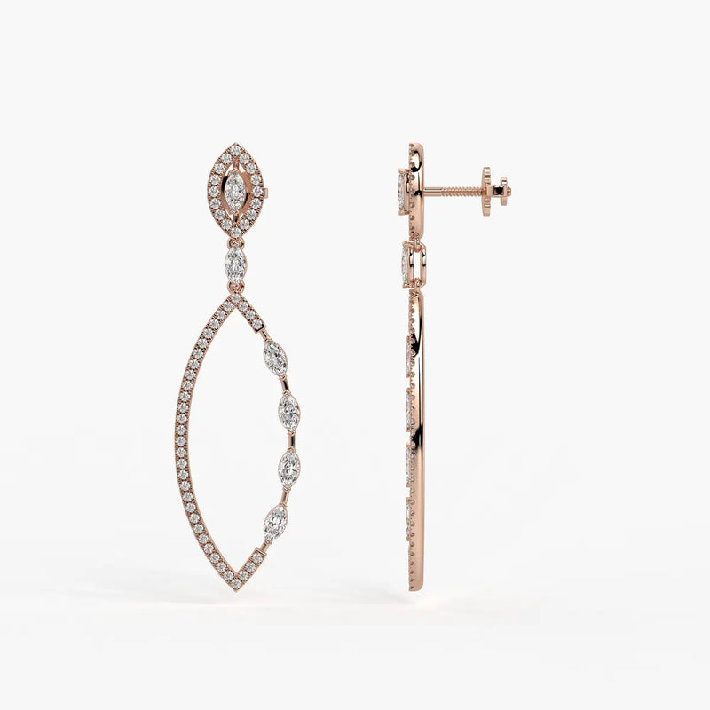 Marquise Halo Dangle Earrings