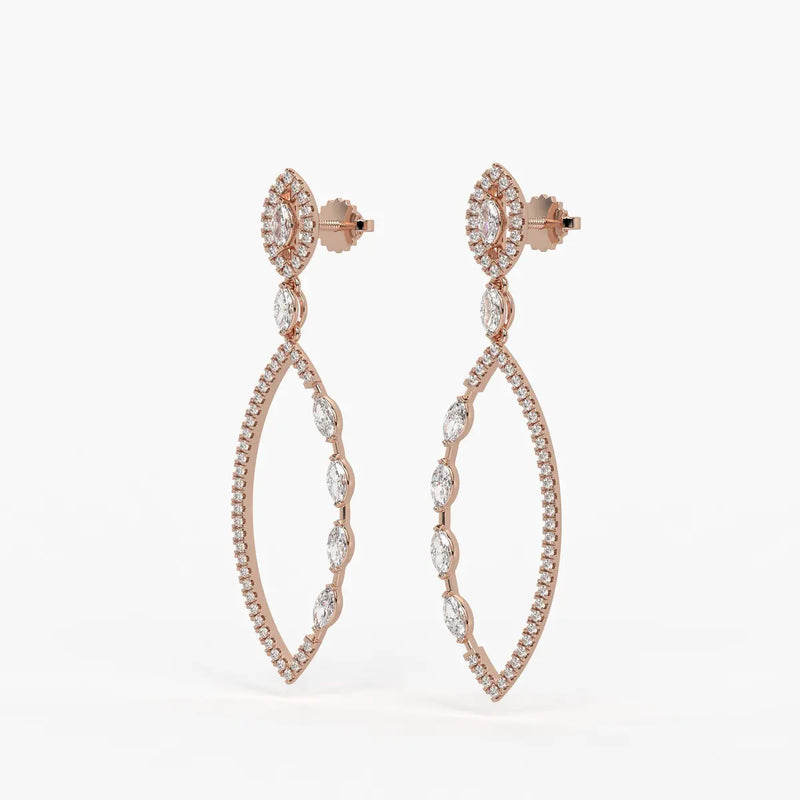 Marquise Halo Dangle Earrings