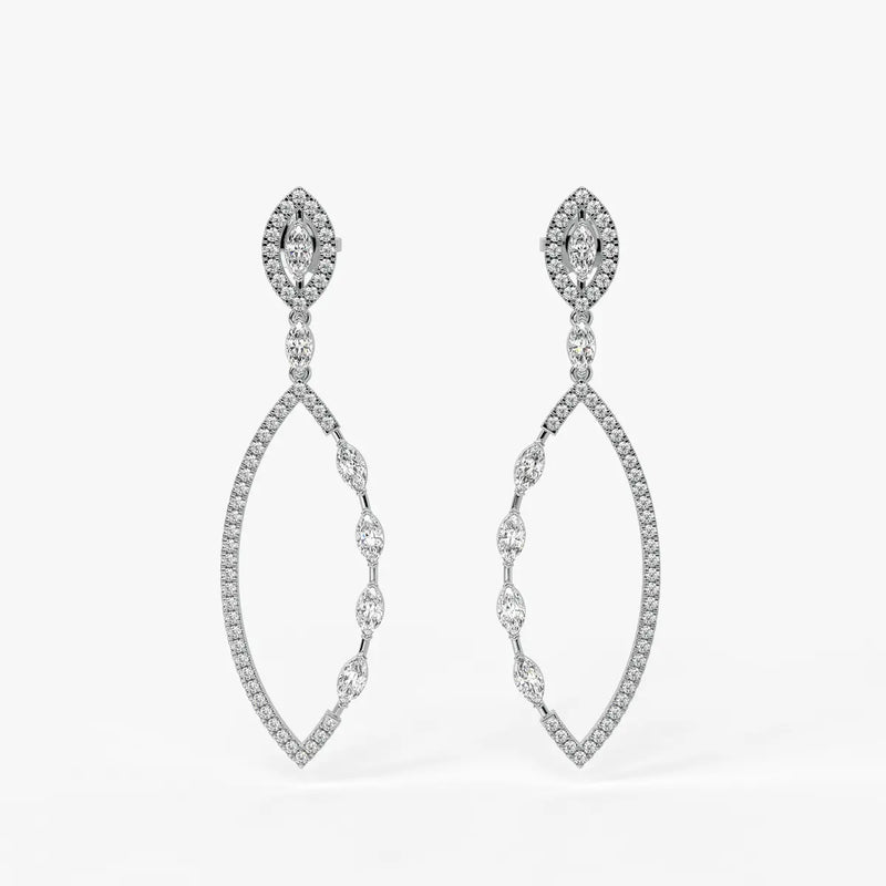 Marquise Halo Dangle Earrings