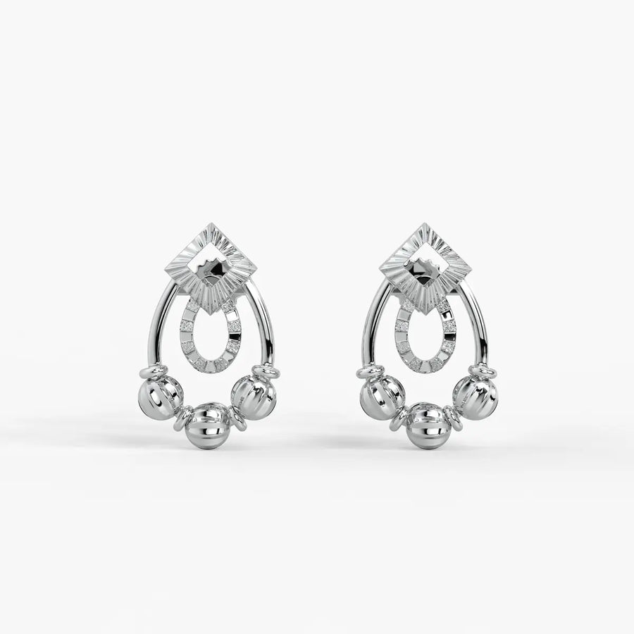 Reeva Diamond Halo Bead Earrings