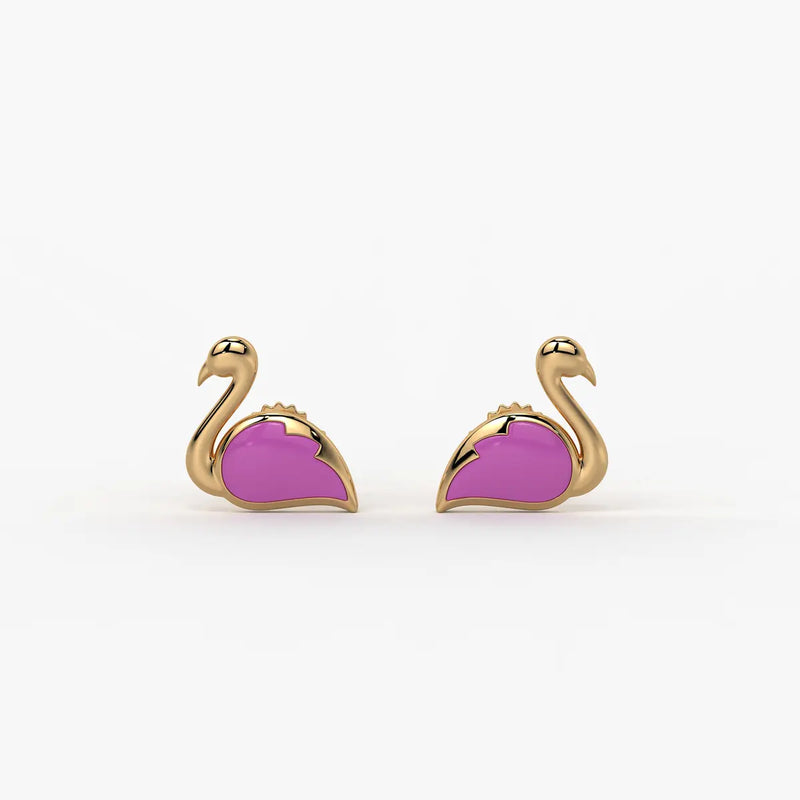 Blush Swan Flamingo Charm Earrings