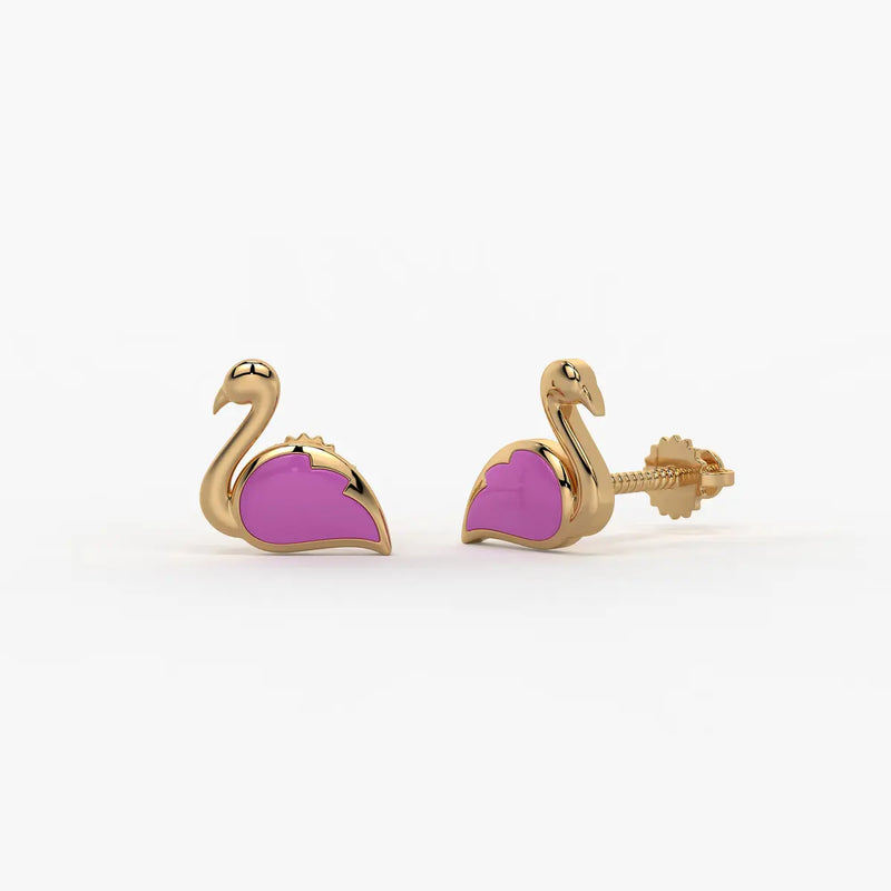 Blush Swan Flamingo Charm Earrings