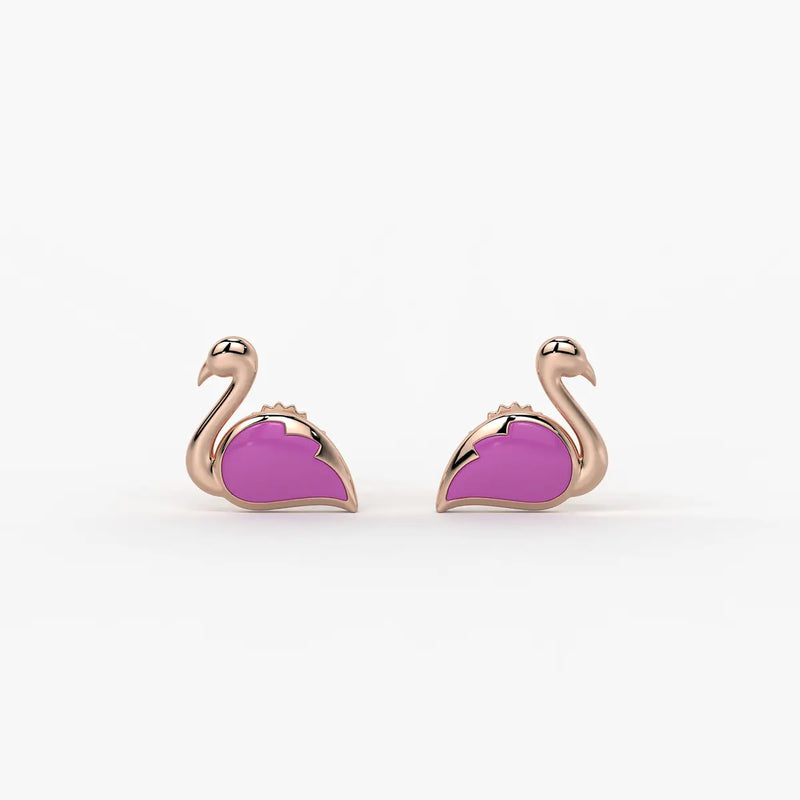 Blush Swan Flamingo Charm Earrings