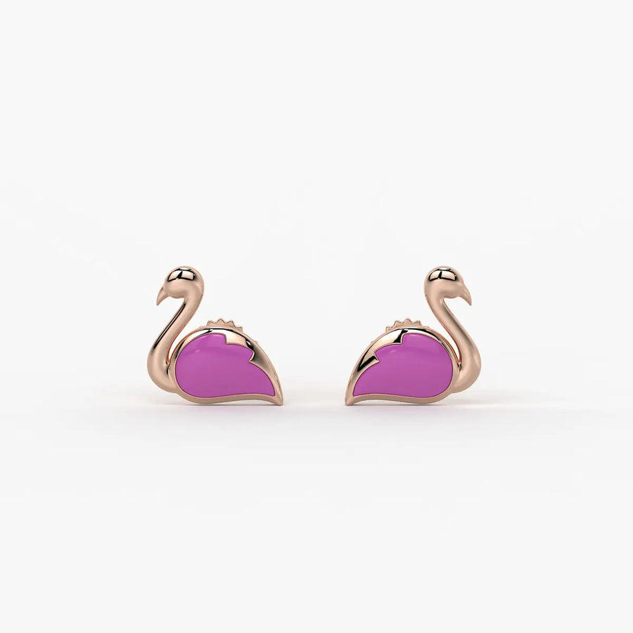 Blush Swan Flamingo Charm Earrings