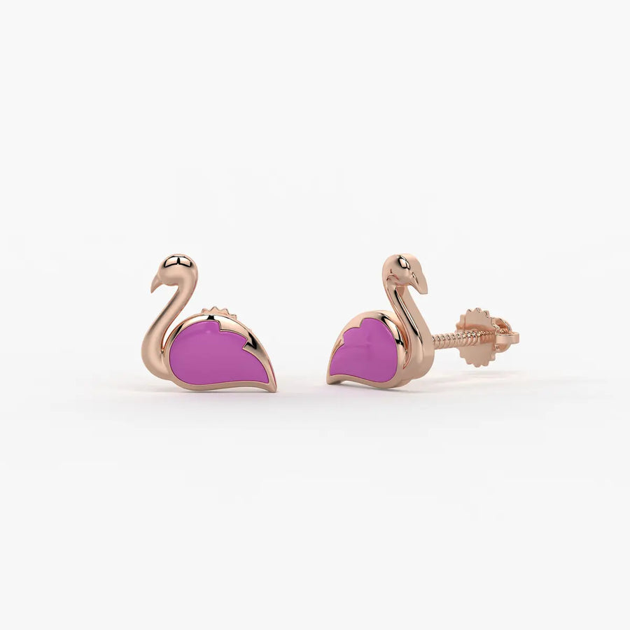 Blush Swan Flamingo Charm Earrings