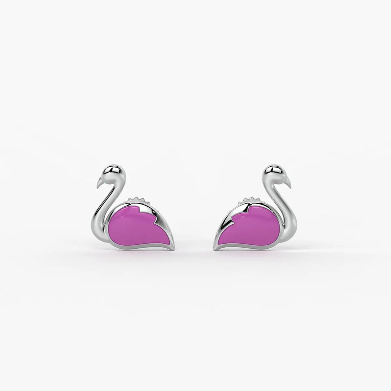 Blush Swan Flamingo Charm Earrings