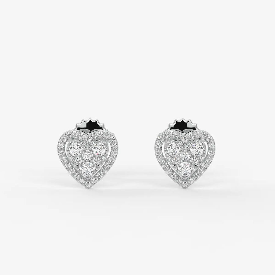 Amorette Cluster Heart Diamond Stud Earrings