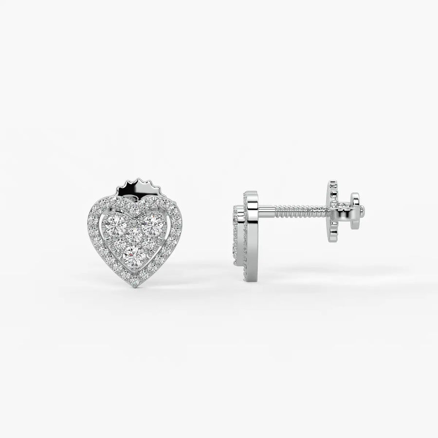 Amorette Cluster Heart Diamond Stud Earrings