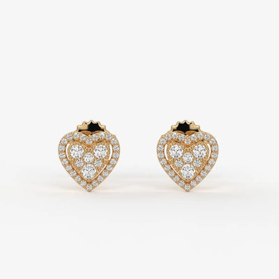 Amorette Cluster Heart Diamond Stud Earrings