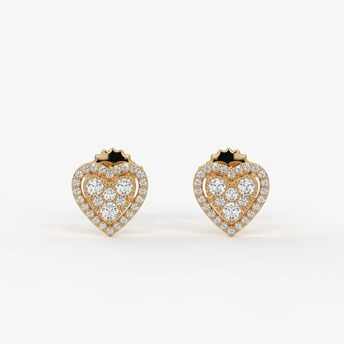 Amorette Cluster Heart Diamond Stud Earrings