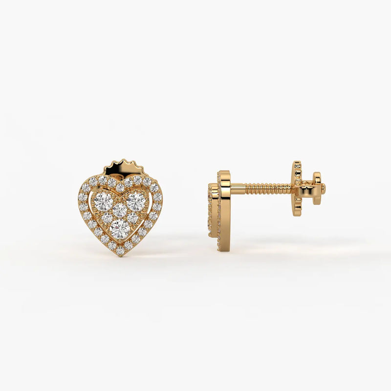 Amorette Cluster Heart Diamond Stud Earrings