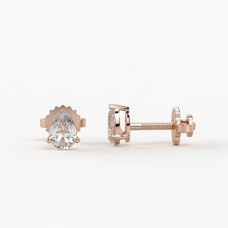 Aurevia Pear Diamond Solitaire Stud Earrin