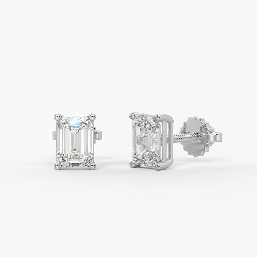 Esmera Emerald Diamond Solitaire Stud Earrings
