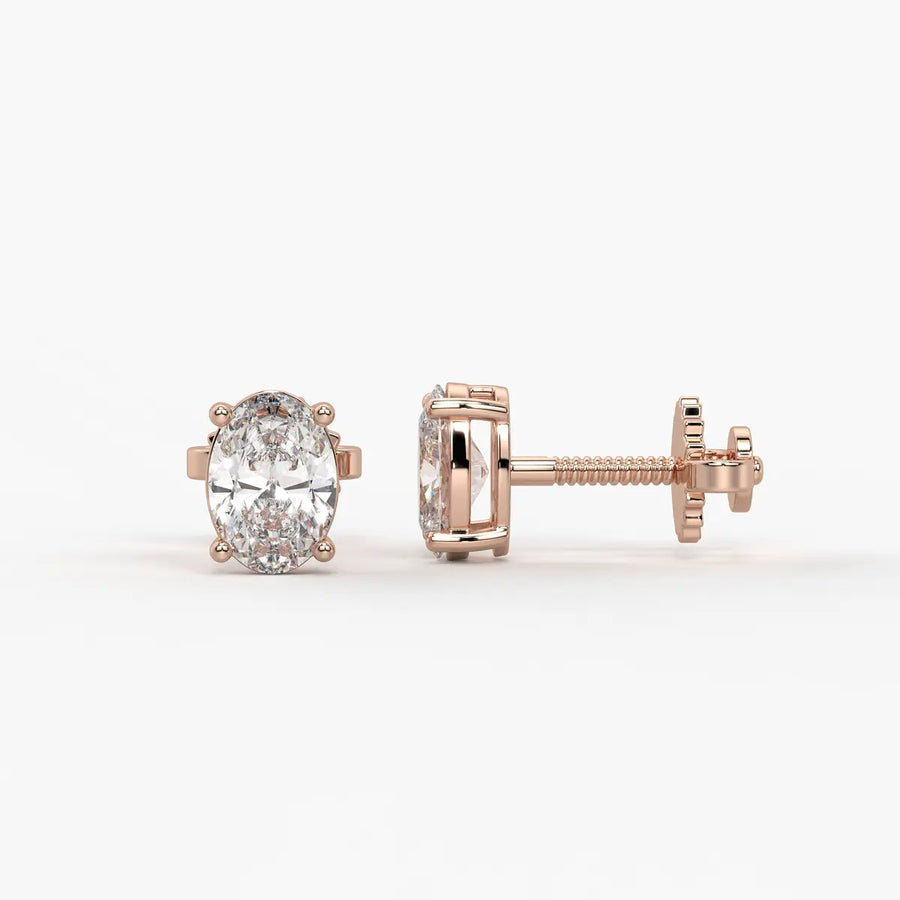 Ovalisse Diamond Solitaire Stud Earrings