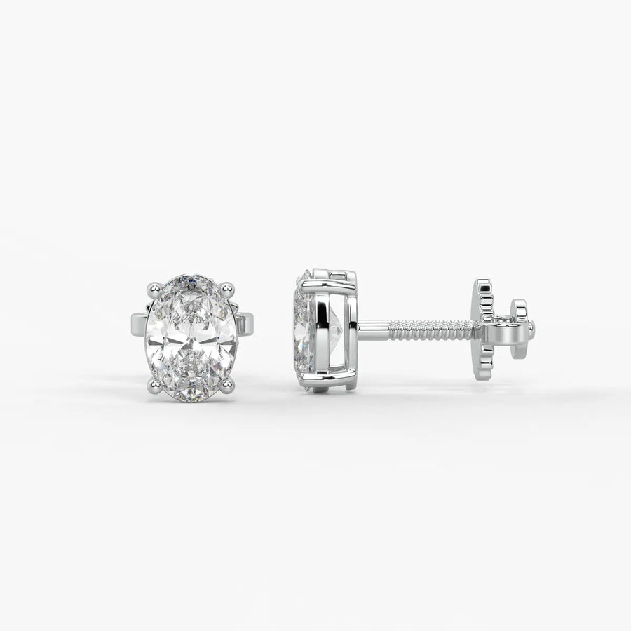 Ovalisse Diamond Solitaire Stud Earrings