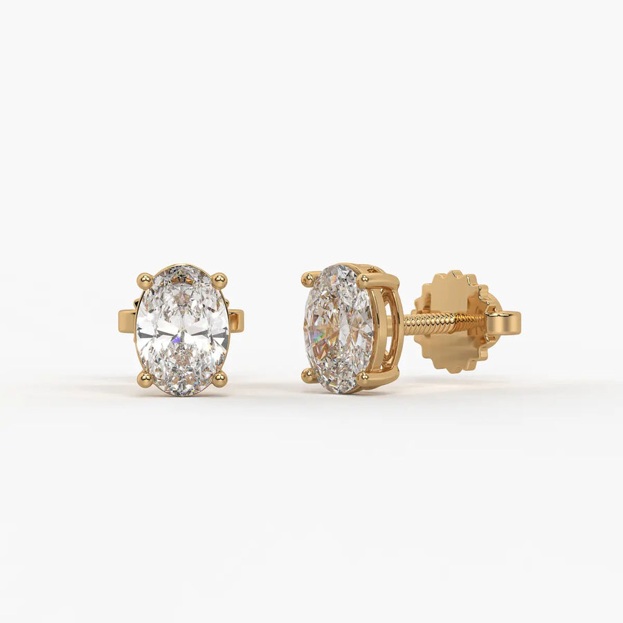 Ovalisse Diamond Solitaire Stud Earrings