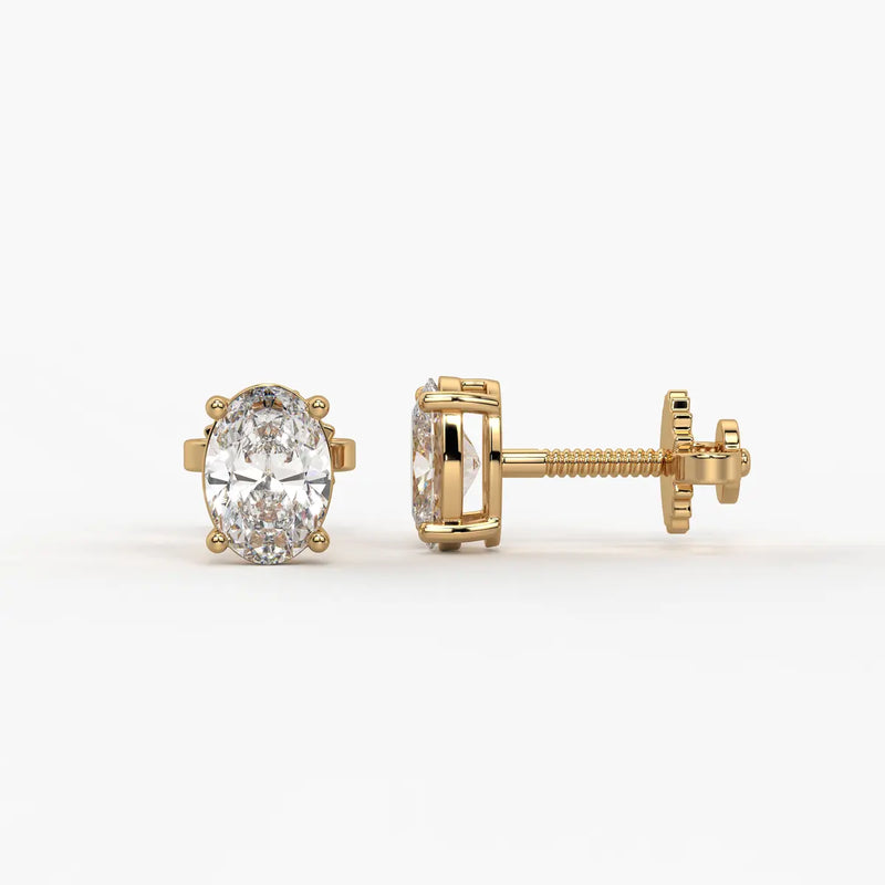 Ovalisse Diamond Solitaire Stud Earrings