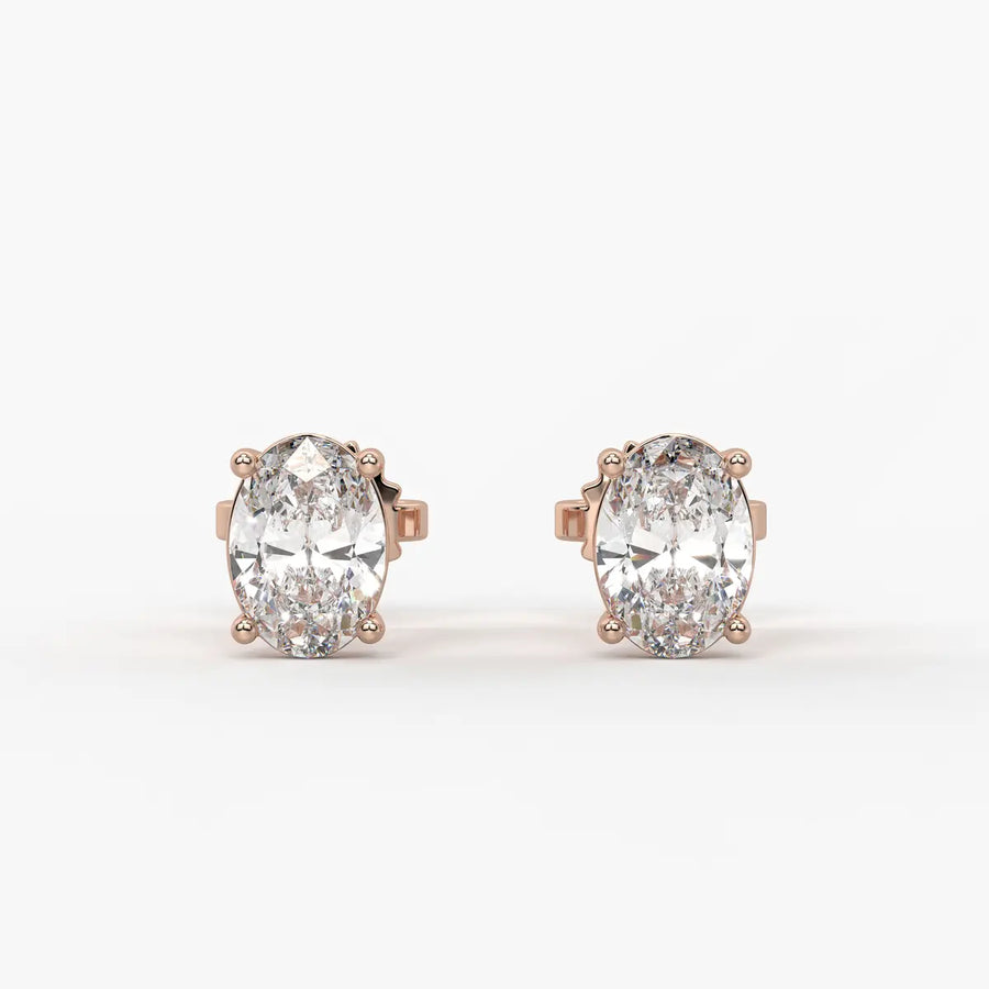 Ovalisse Diamond Solitaire Stud Earrings