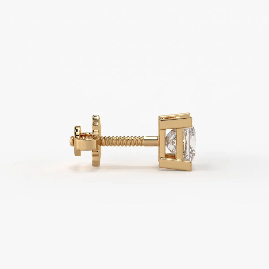 Pristelle Princess Diamond Solitaire Stud Earrings