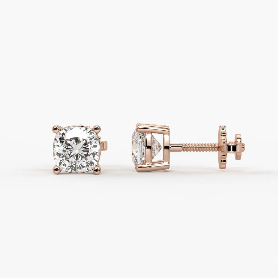 Lunessa Cushion Diamond Solitaire Stud Earrings