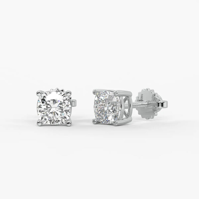 Lunessa Cushion Diamond Solitaire Stud Earrings
