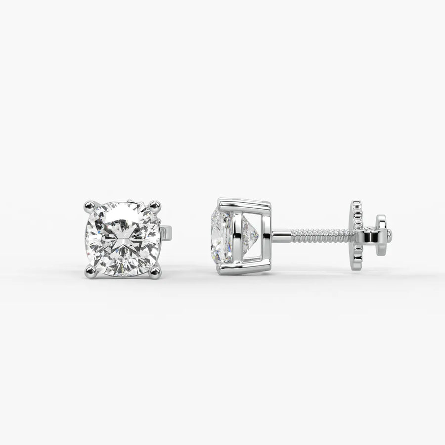 Lunessa Cushion Diamond Solitaire Stud Earrings
