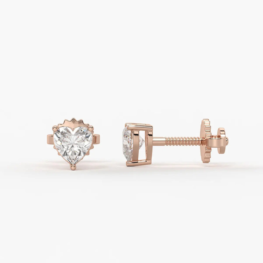 Avelune Heartfire Solitaire Studs