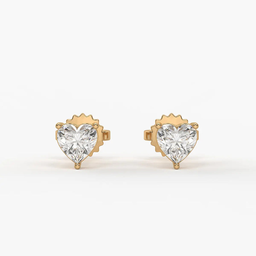 Avelune Heartfire Solitaire Studs