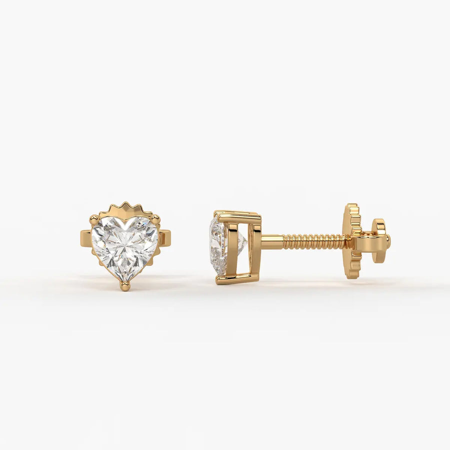 Avelune Heartfire Solitaire Studs