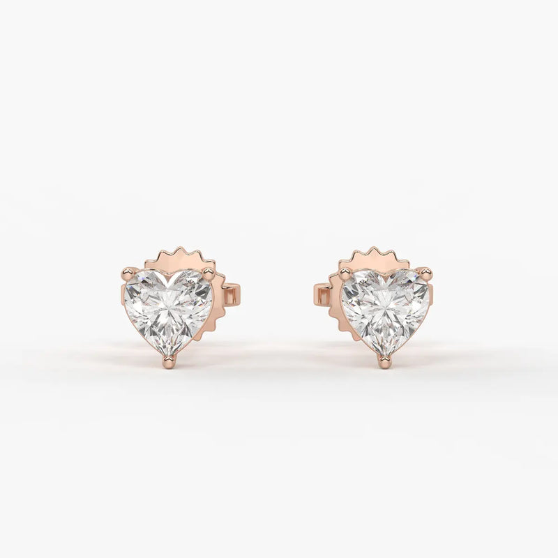 Avelune Heartfire Solitaire Studs